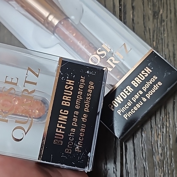 Cala-Rose Quartz, lot of 2, buffing and powder brush, pink and gold, new - Picture 6 of 8